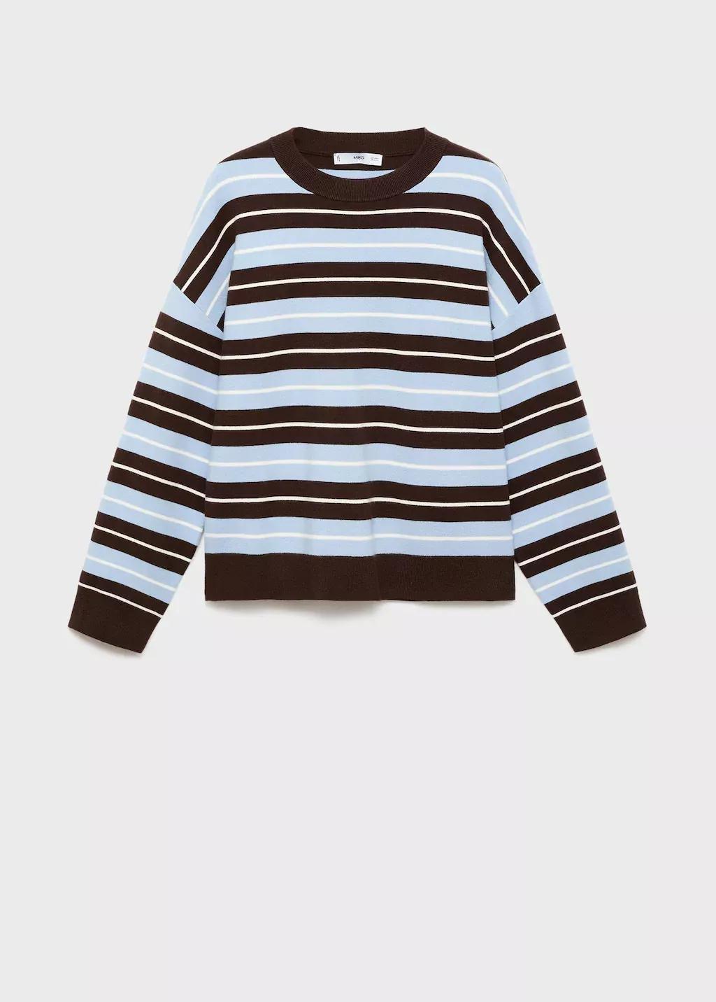 Brown Oversized Striped Sweater, , large image number 3