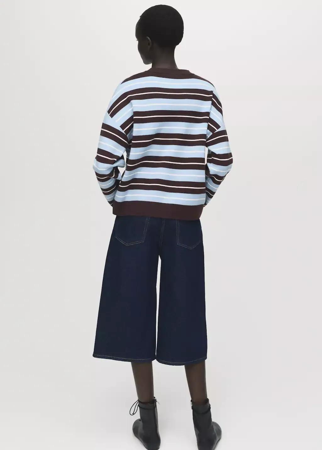 Brown Oversized Striped Sweater, , large image number 5