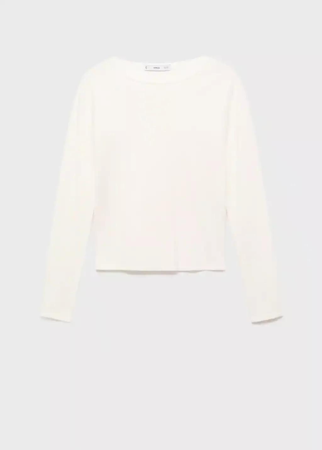 Beige Long-Sleeved Fine-Knit Sweater, , large image number 0