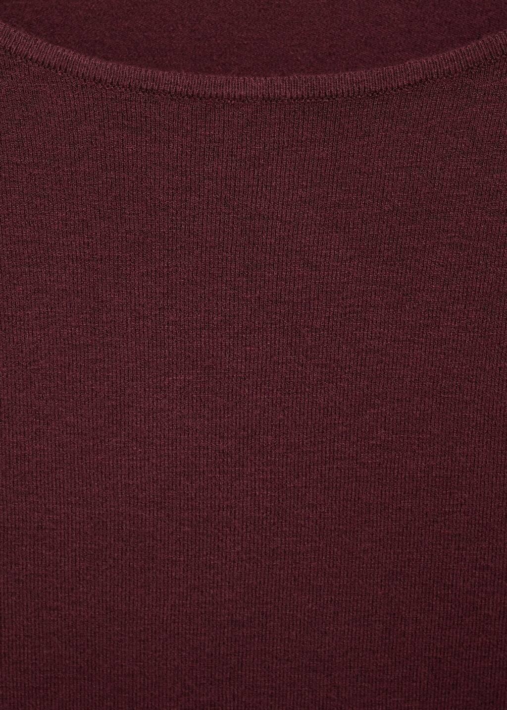 Red Long-Sleeved Fine-Knit Sweater, , large image number 1