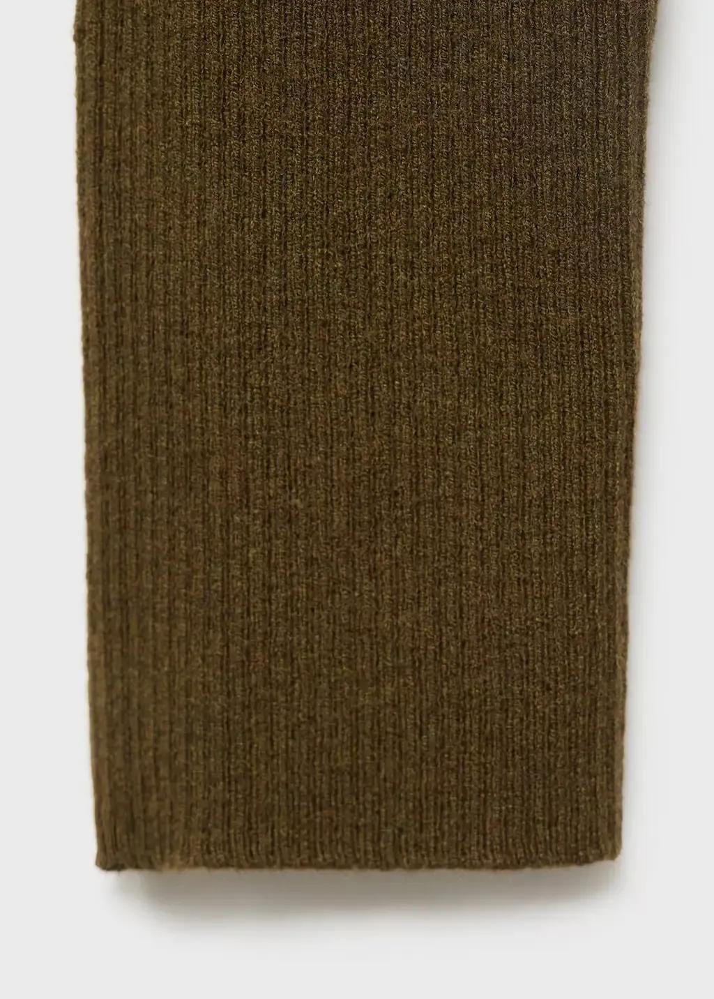 Khaki Polo-Neck Ribbed Sweater, , large image number 2
