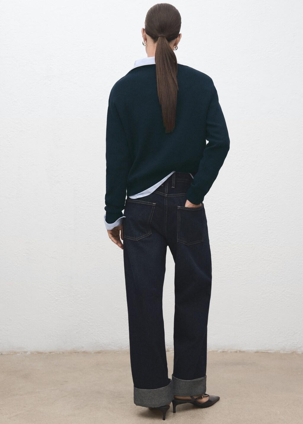 Navy Knitted Wool Blend Sweater, Navy, large image number 2