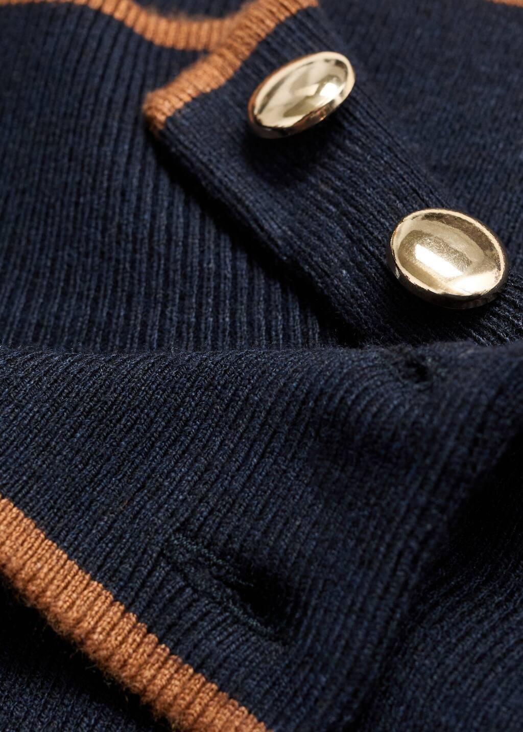 Navy Perkins-Neck Sweater With Button, , large image number 2