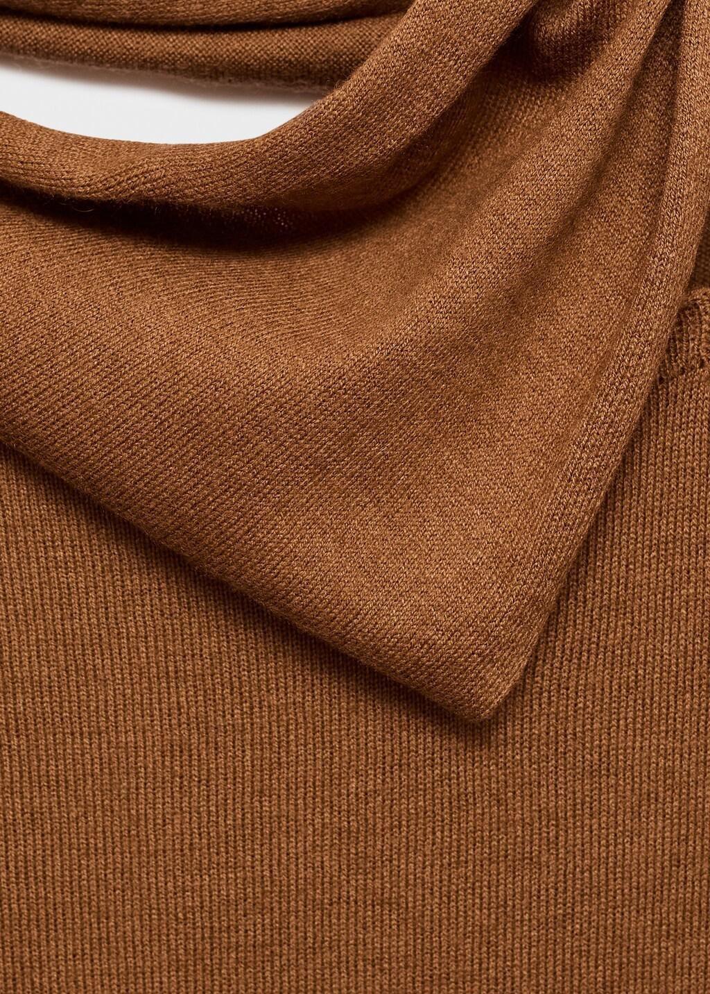 MEDIUM BROWN Fine-knit sweater with scarf, 0201_09, medium