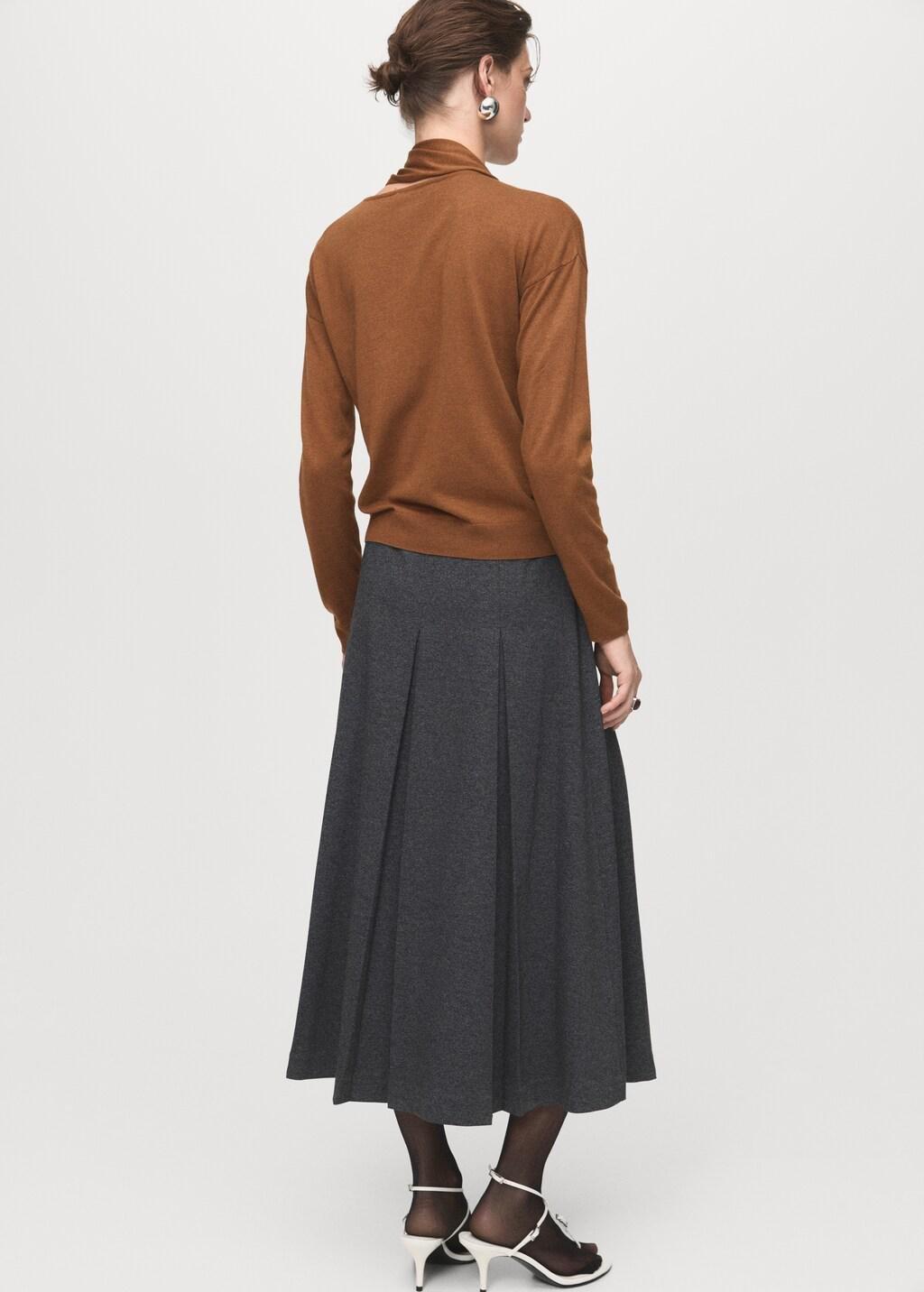 MEDIUM BROWN Fine-knit sweater with scarf, 0201_09, medium