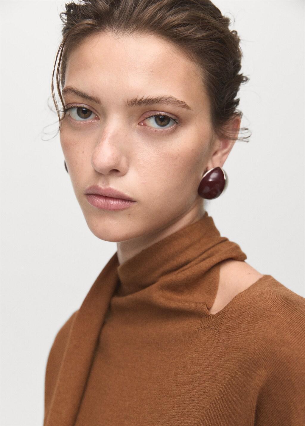 MEDIUM BROWN Fine-knit sweater with scarf, 0201_09, large image number 4