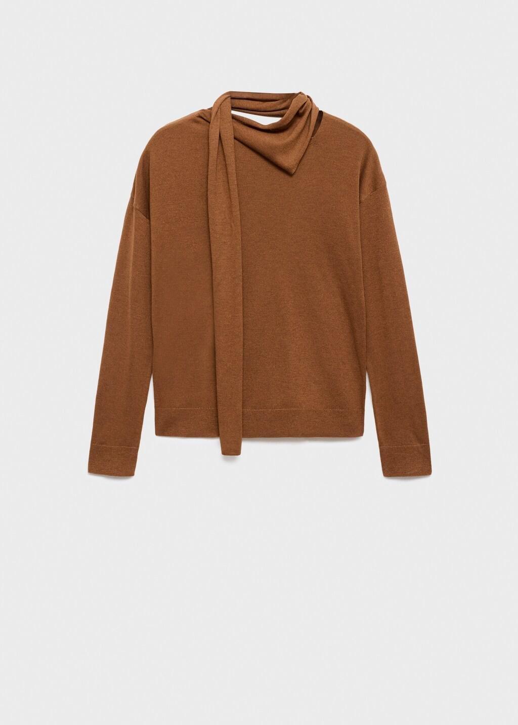 MEDIUM BROWN Fine-knit sweater with scarf, 0201_09, large image number 6