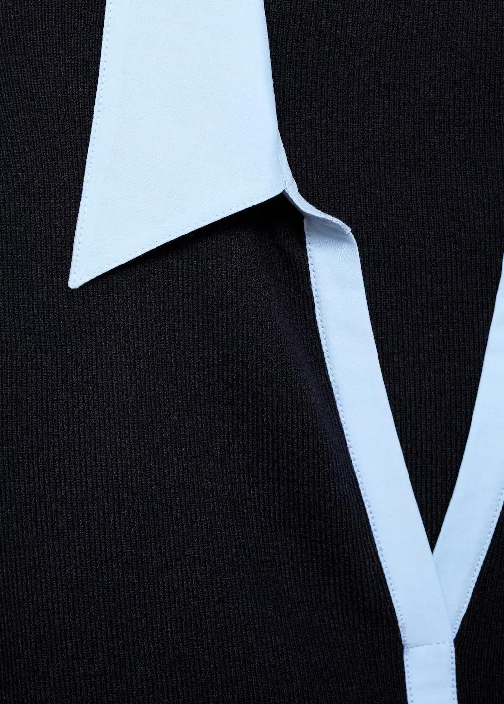 Navy Combined Shirt-Collar Sweater, , large image number 2