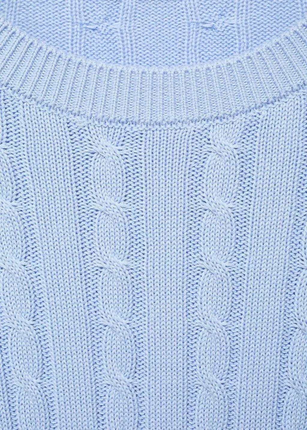 Blue Lt Pastel Braided Knitted Sweater, Light-Pastel Blue, medium