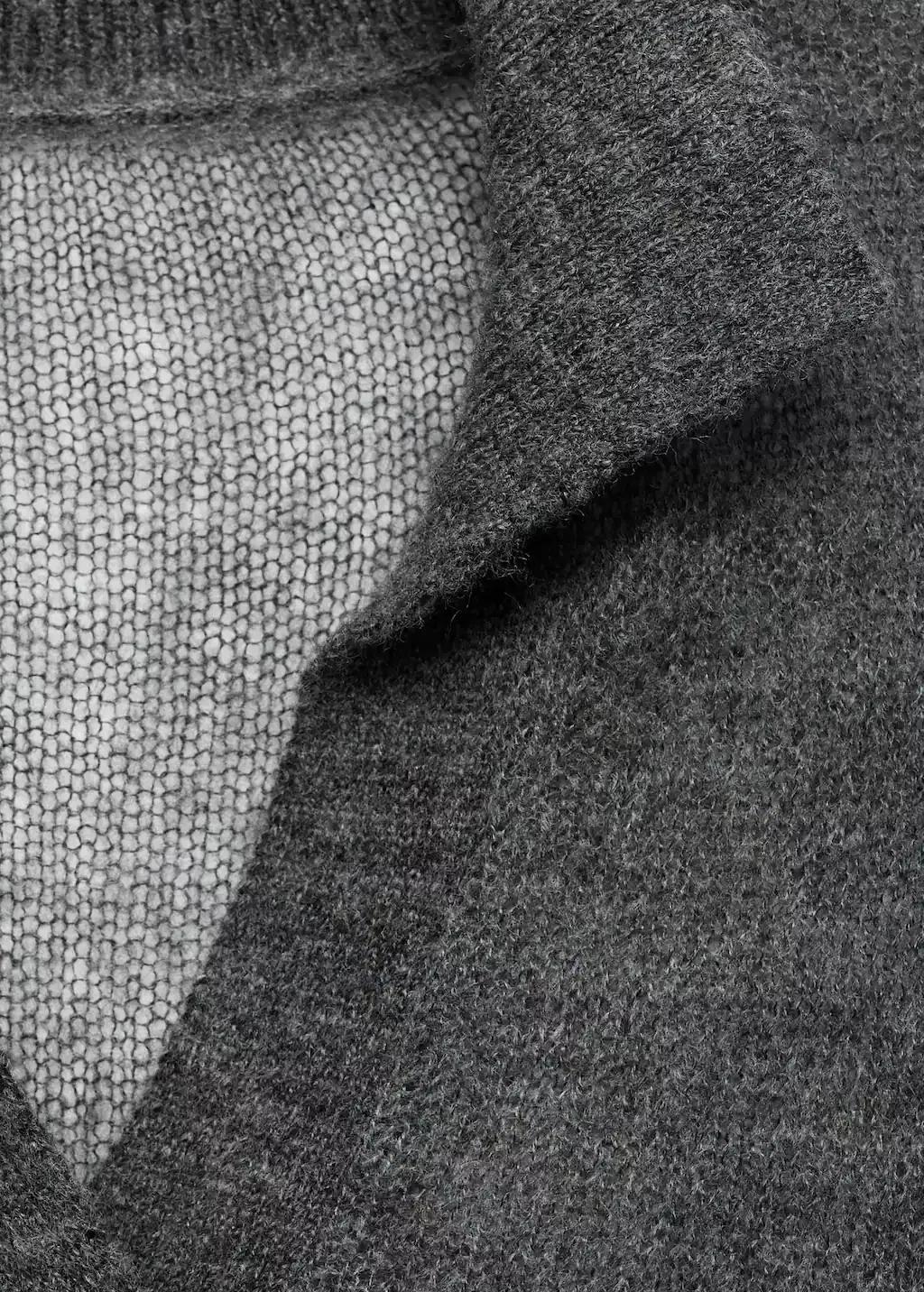 Grey Semi-Transparent Polo-Neck Sweater, Grey, medium