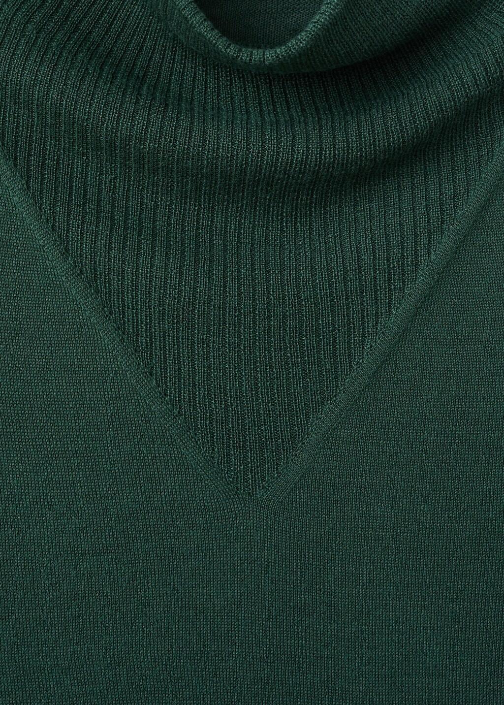 Green Knitted Sweater With Draped Neck, 0201_49, large image number 1