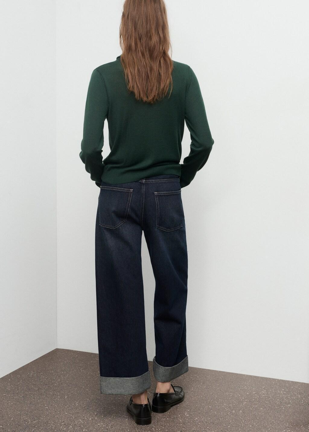 Green Knitted Sweater With Draped Neck, 0201_49, large image number 2