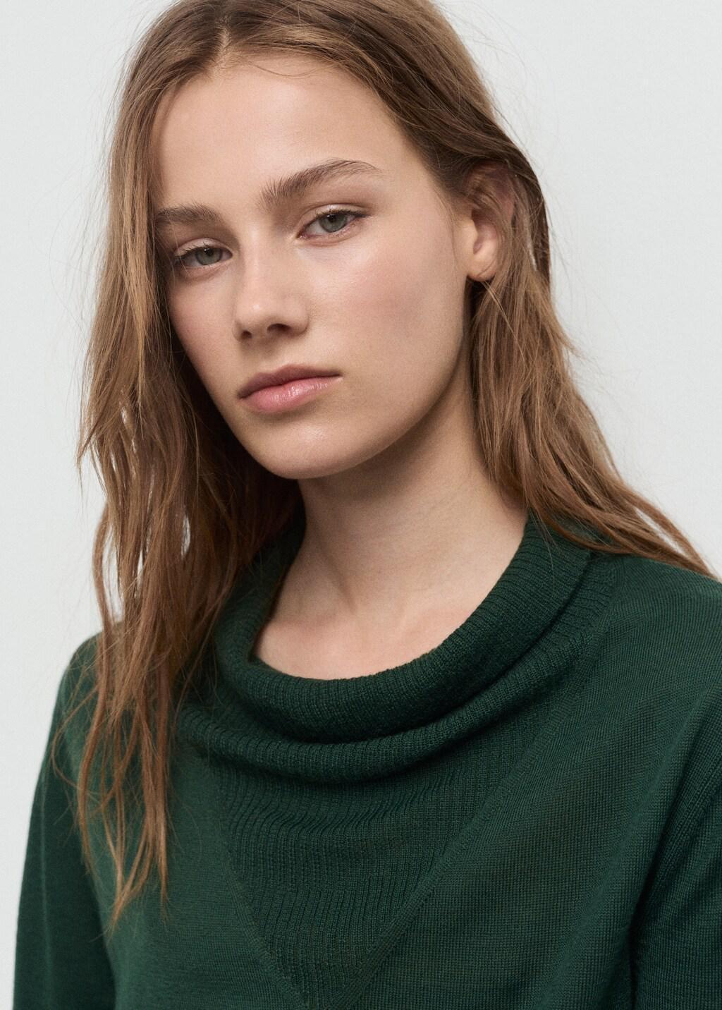 Green Knitted Sweater With Draped Neck, 0201_49, large image number 4