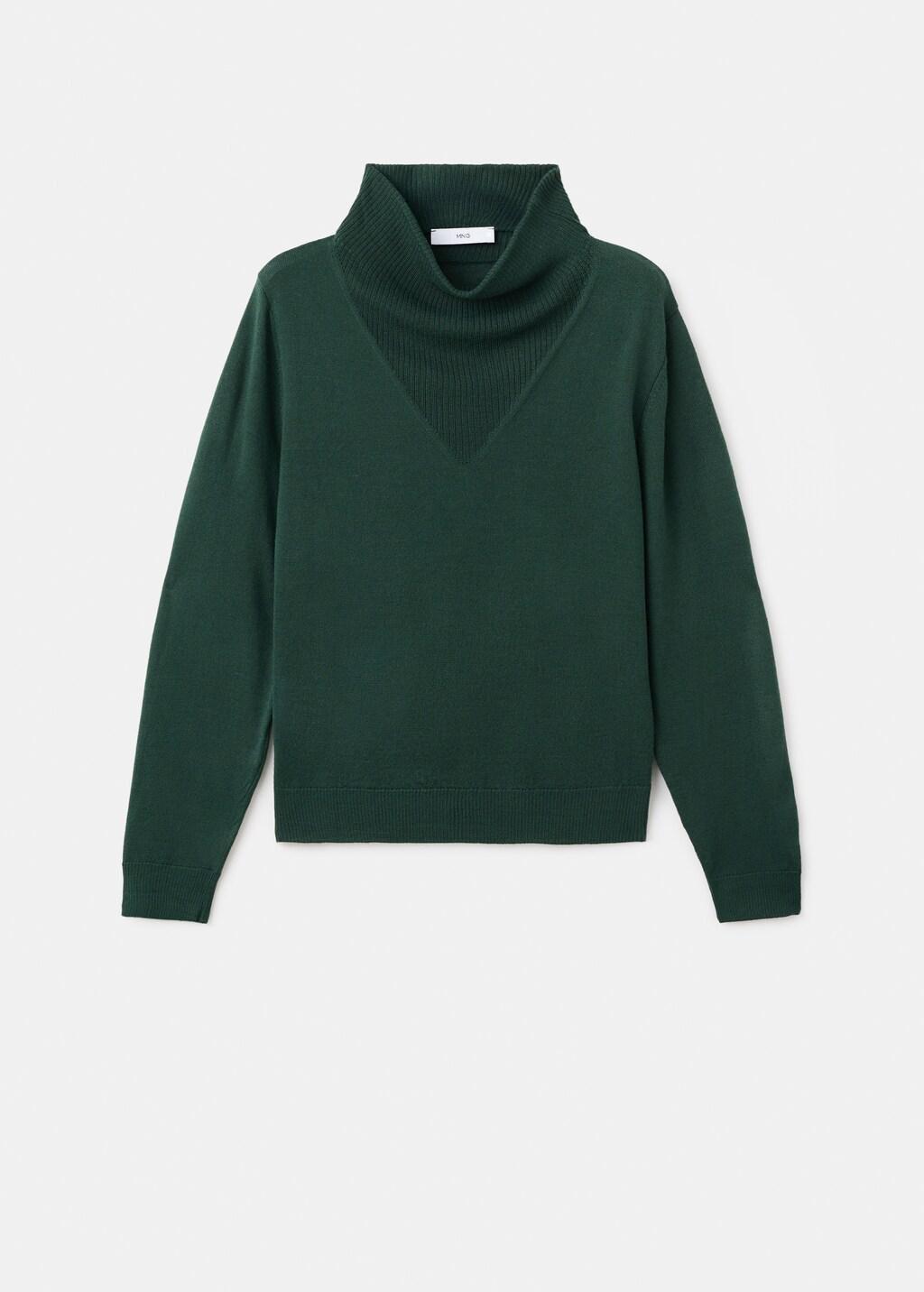 Green Knitted Sweater With Draped Neck, 0201_49, large image number 7