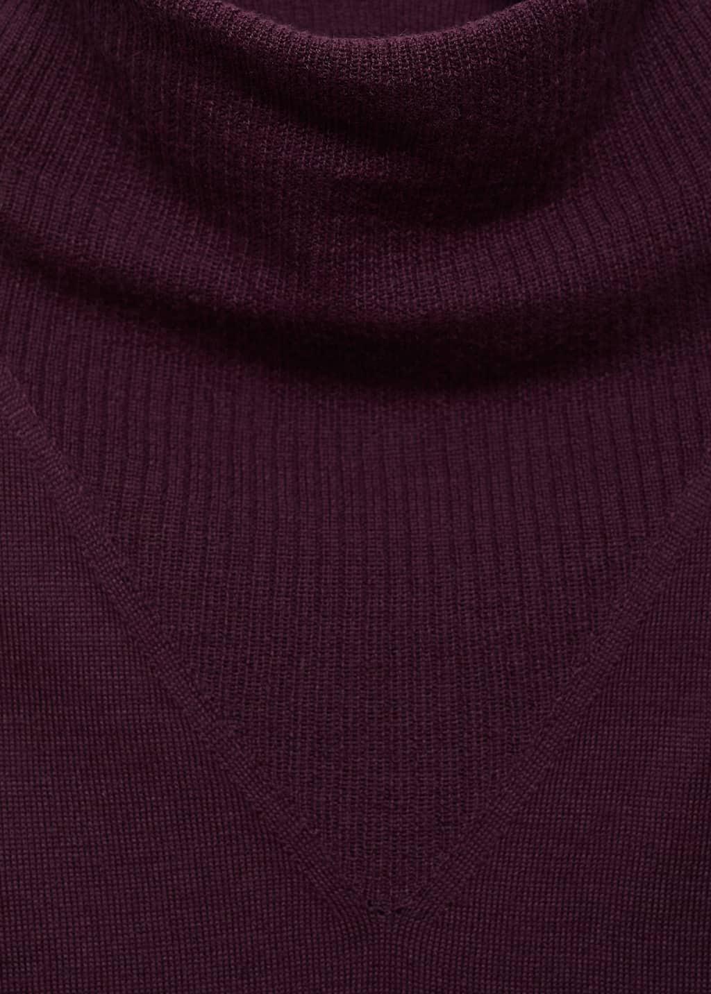 Red Knitted Sweater With Draped Neck, Dark Red, large image number 1