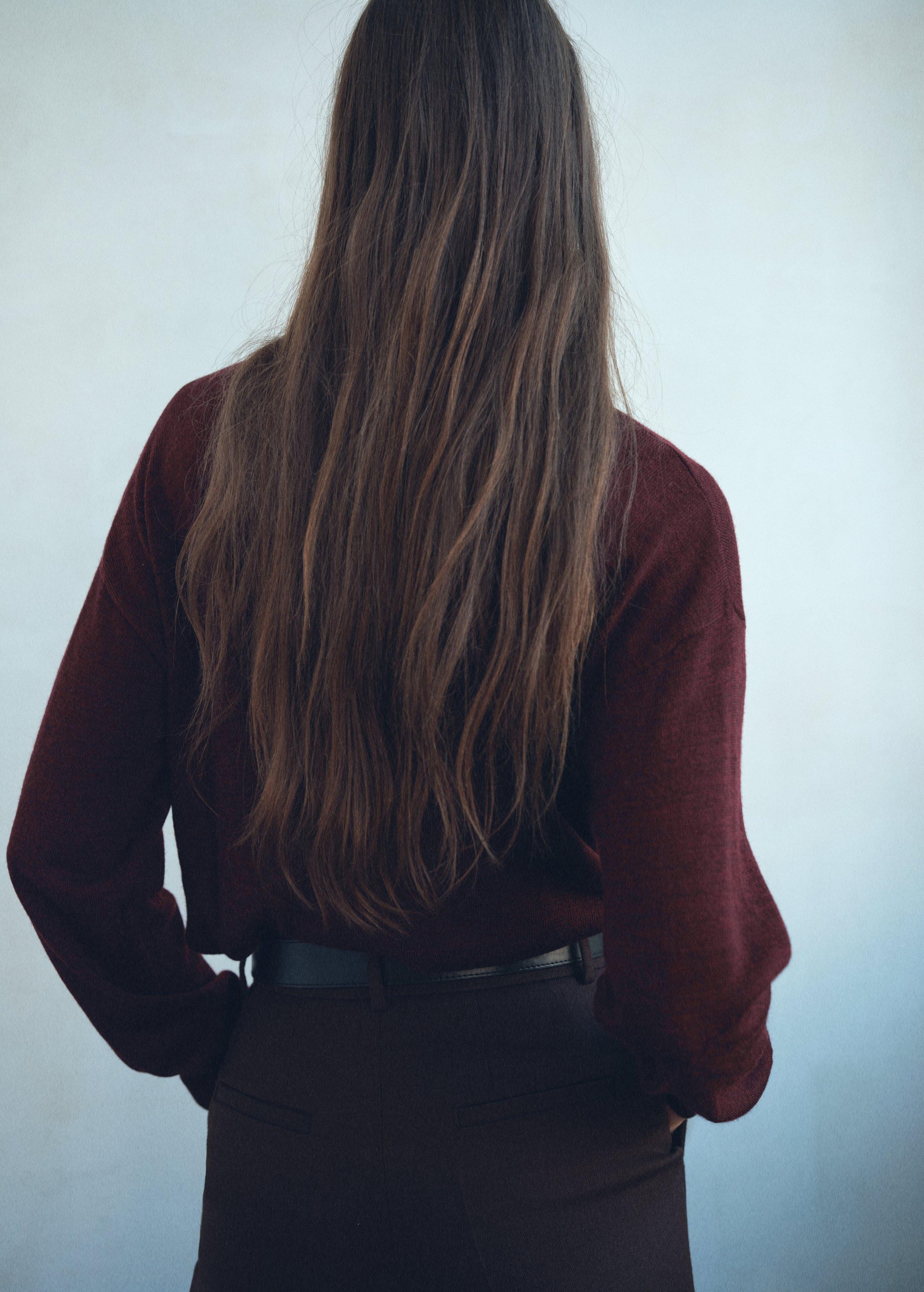 Red V-Neck Sweater With Scarf, 0201_77, large image number 2