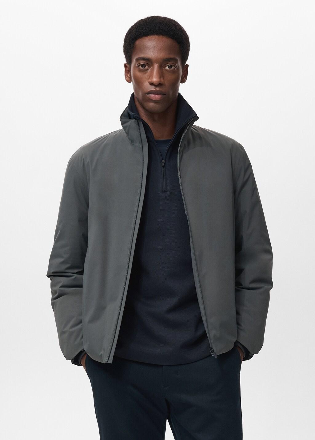 Green Packable Water-Repellent Jacket With Thermolite Padding, Dark Green, large image number 3