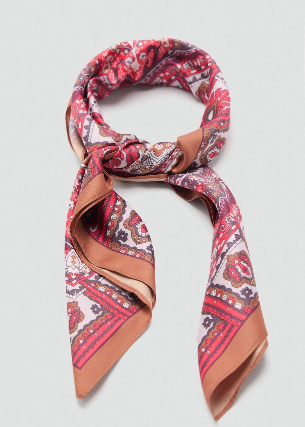 RED Printed satin scarf, 0201_70, large image number 1