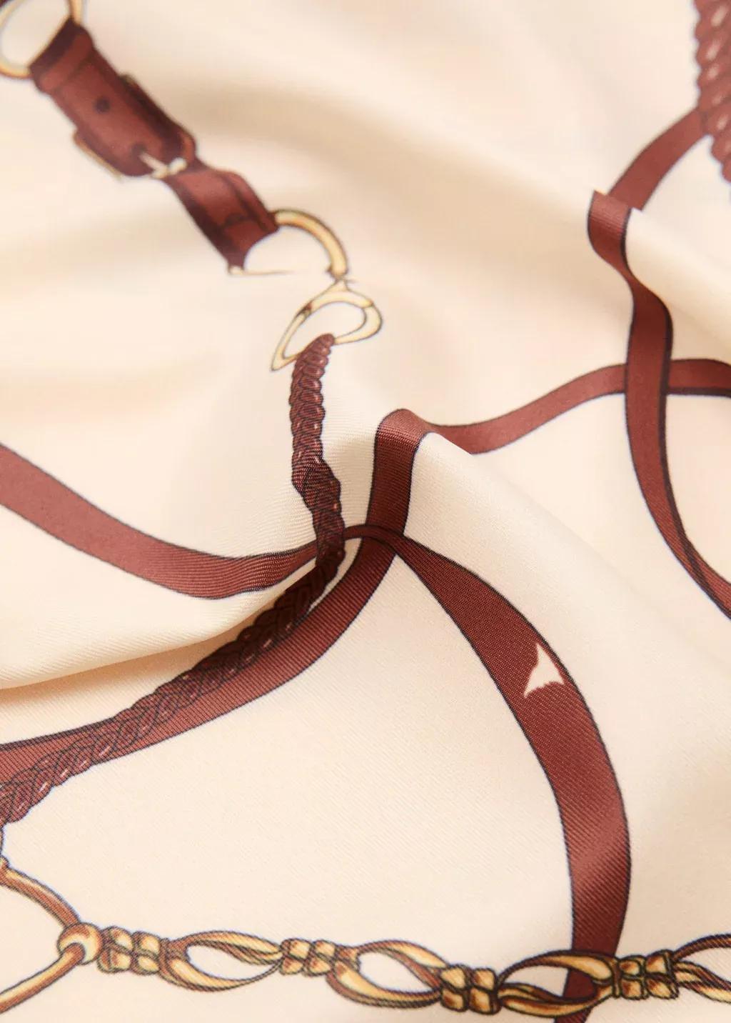 Beige Chain-Print Scarf, Light Beige, large image number 0