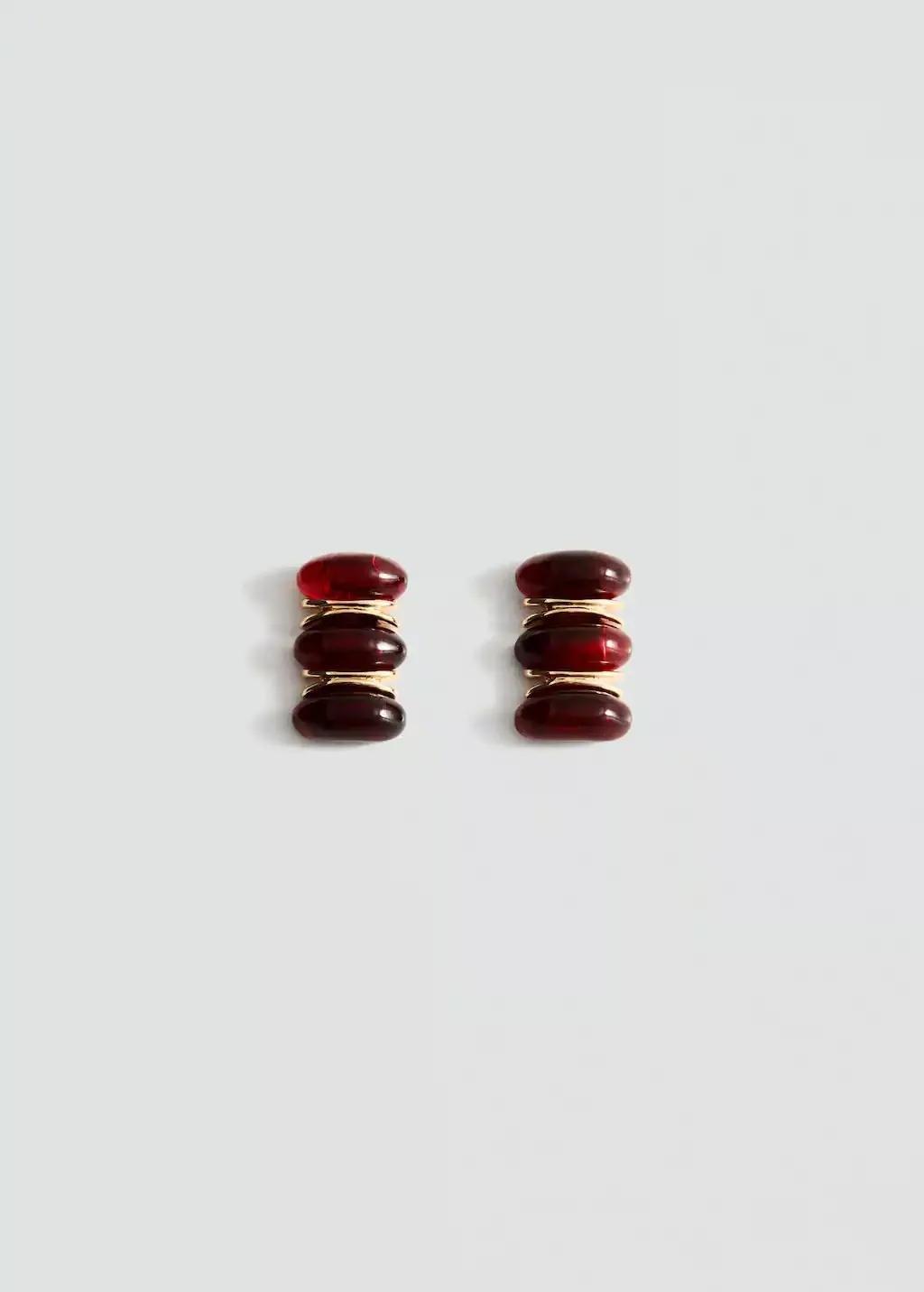 Maroon Embossed Spiral Earrings, Dark Red, large image number 2