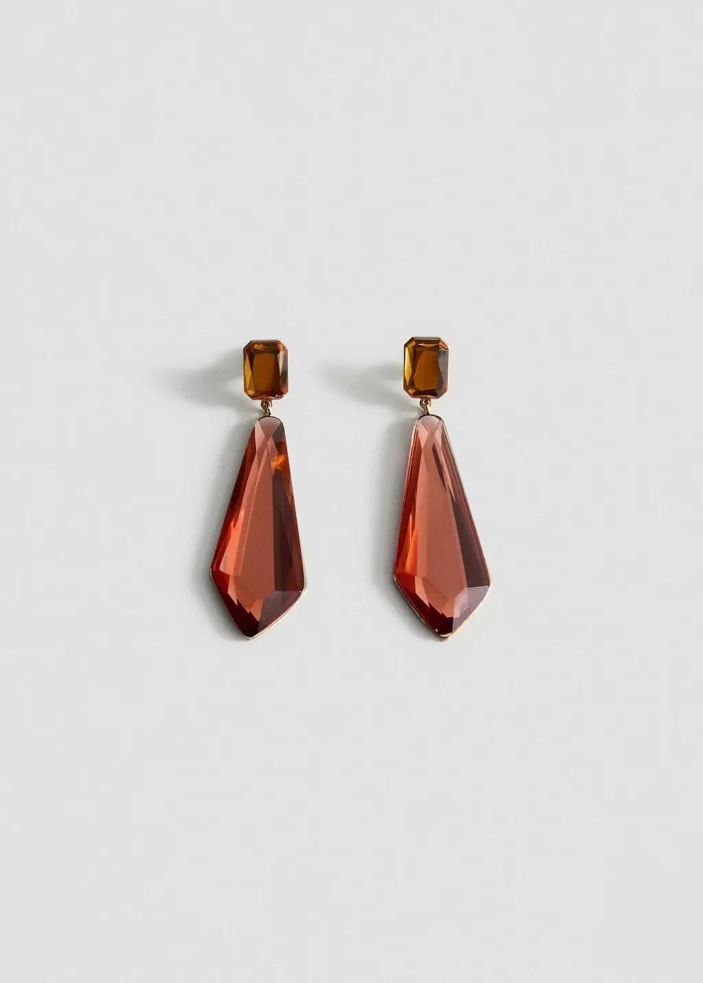ORANGE Bicolour pendant earrings, Orange, large image number 5
