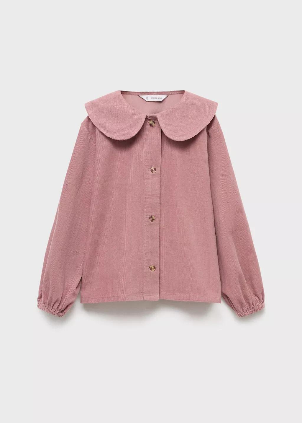 Pink Corduroy Blouse With Baby Collar, Baby Girls, Pink, large image number 0