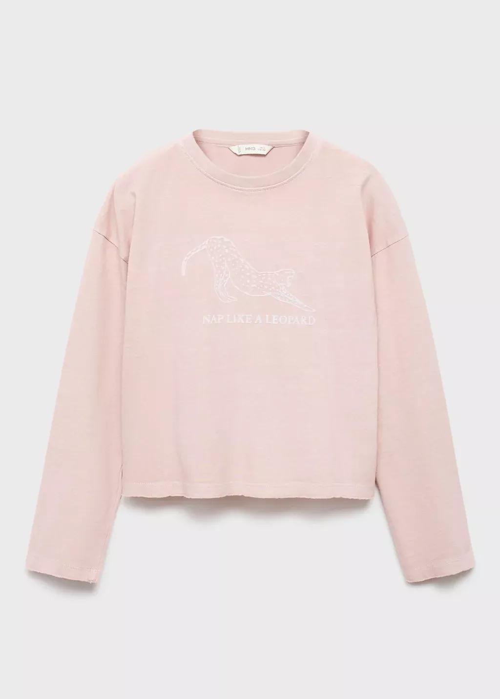 Pink Printed Cotton-Blend T-Shirt, Kids Girls, Pink, medium
