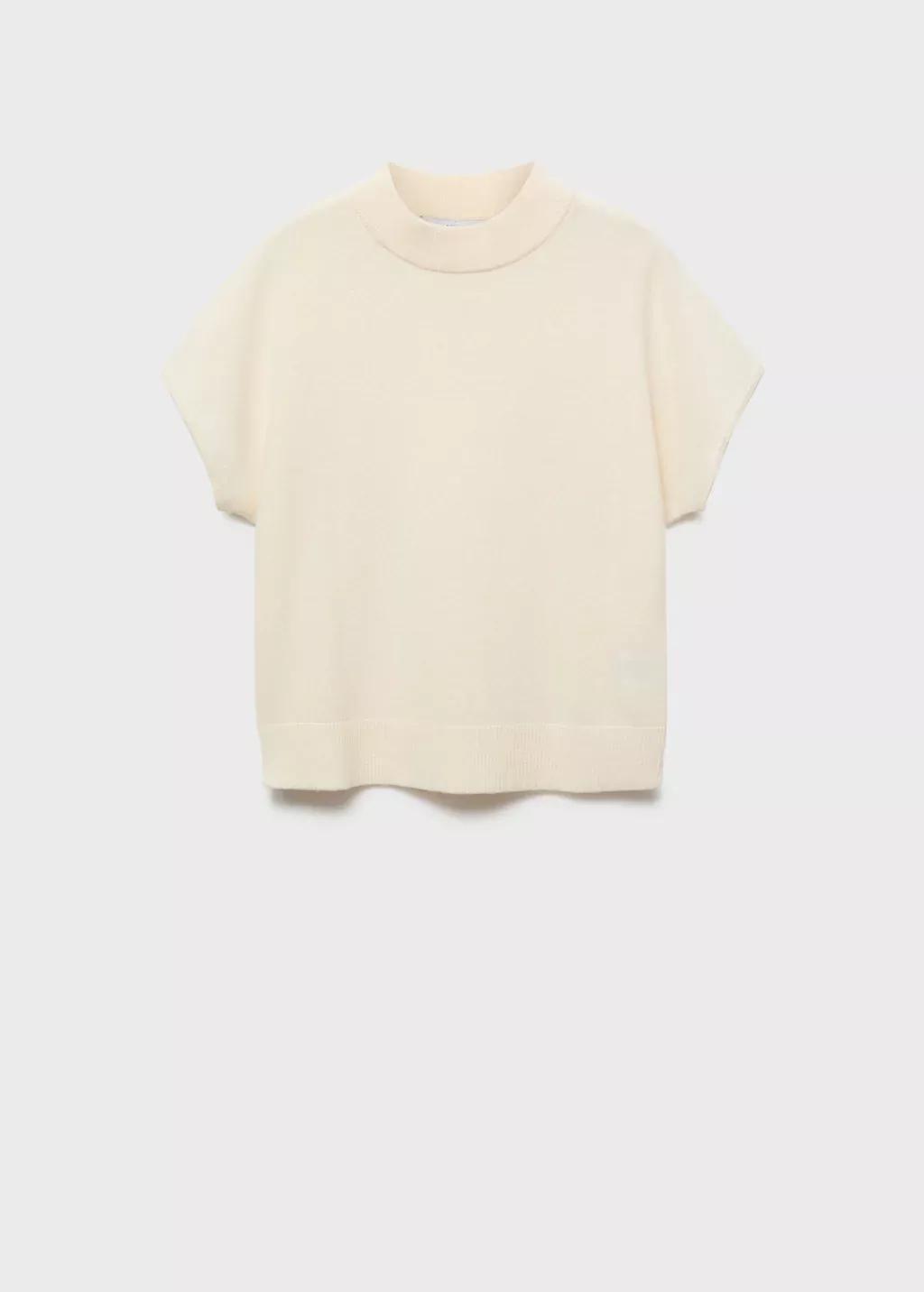 Beige Wool Sweater With Perkins Collar, Light Beige, large image number 4