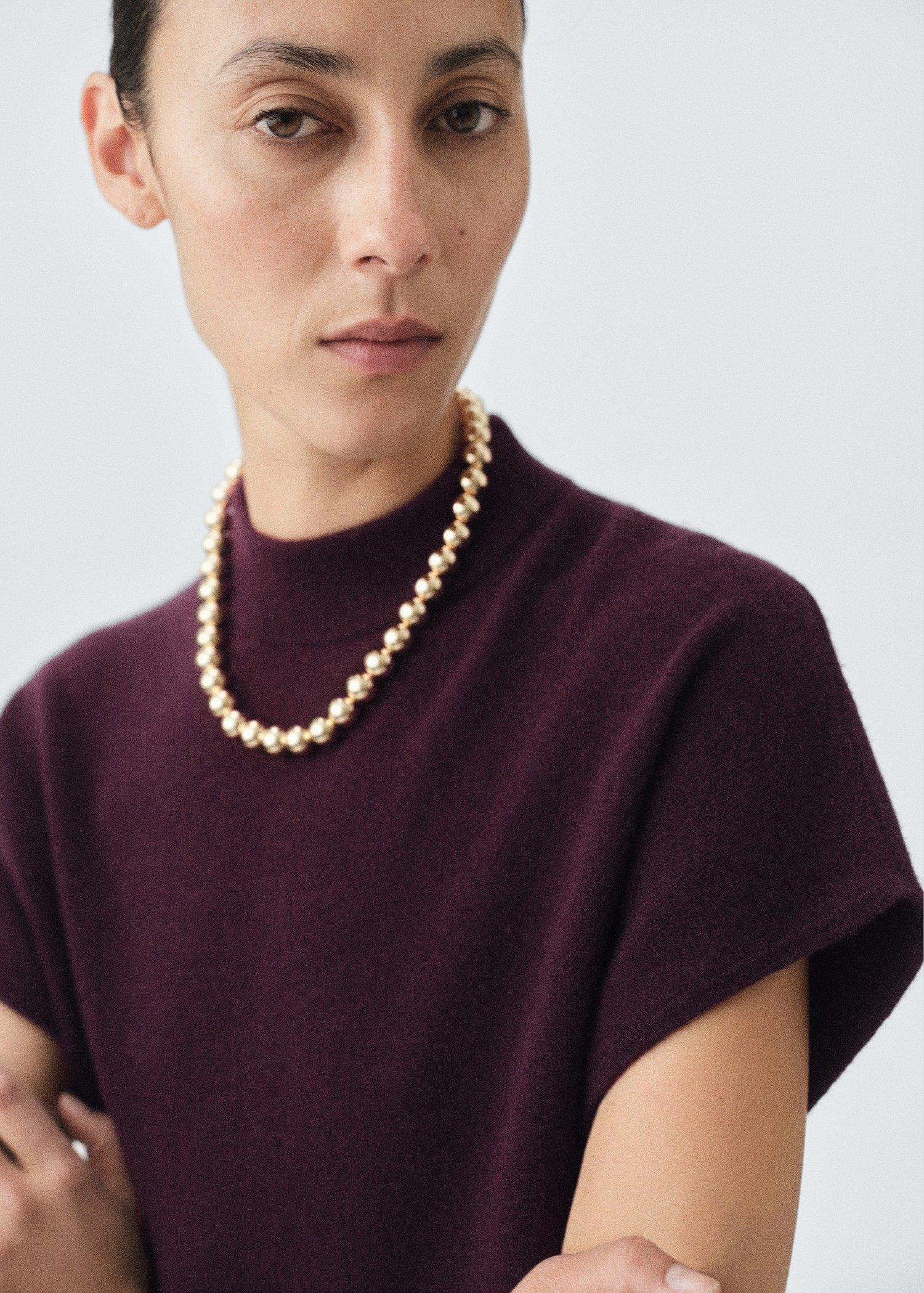 Burgundy Wool Sweater With Perkins Collar, , large image number 0