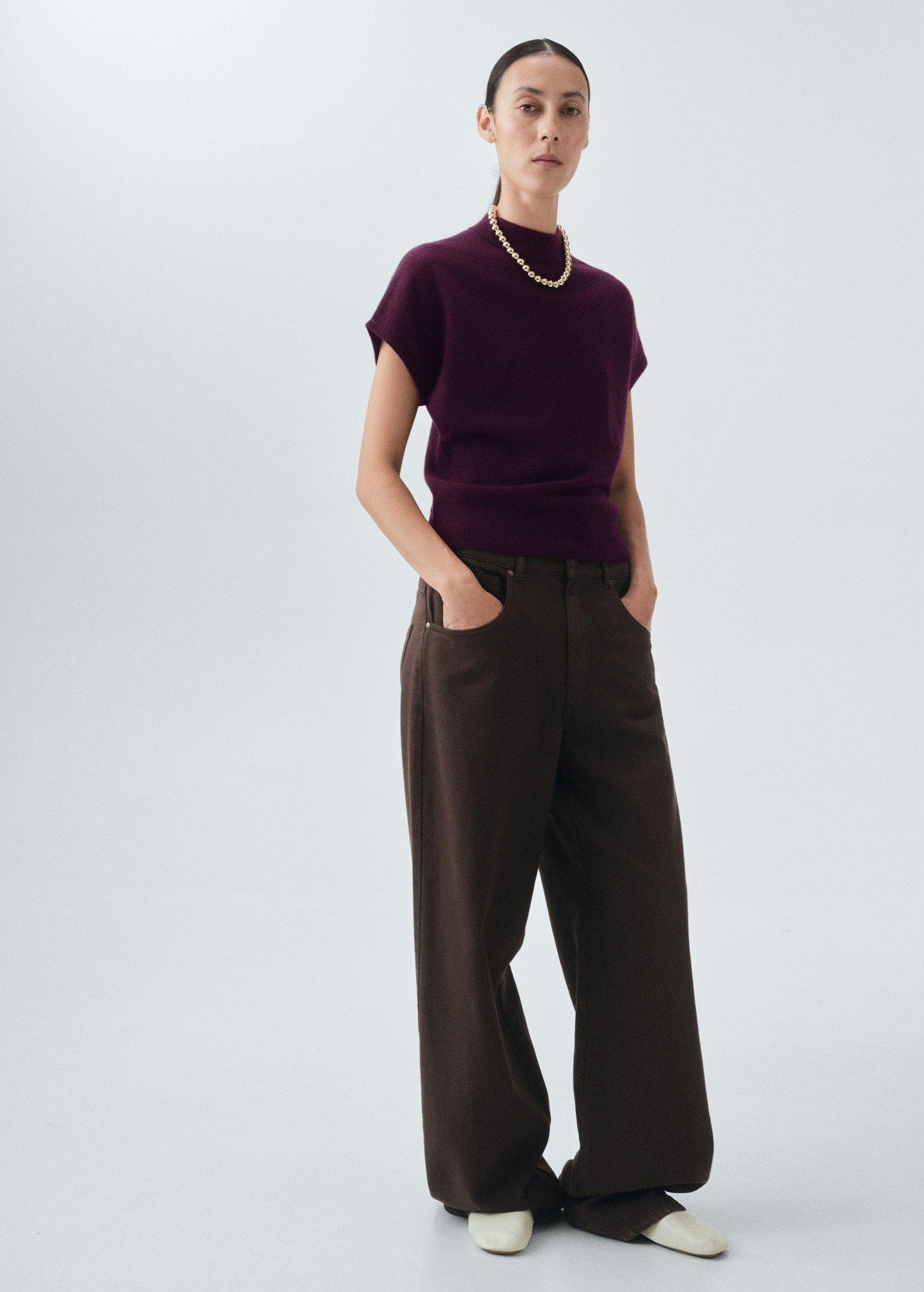 Burgundy Wool Sweater With Perkins Collar, , large image number 1