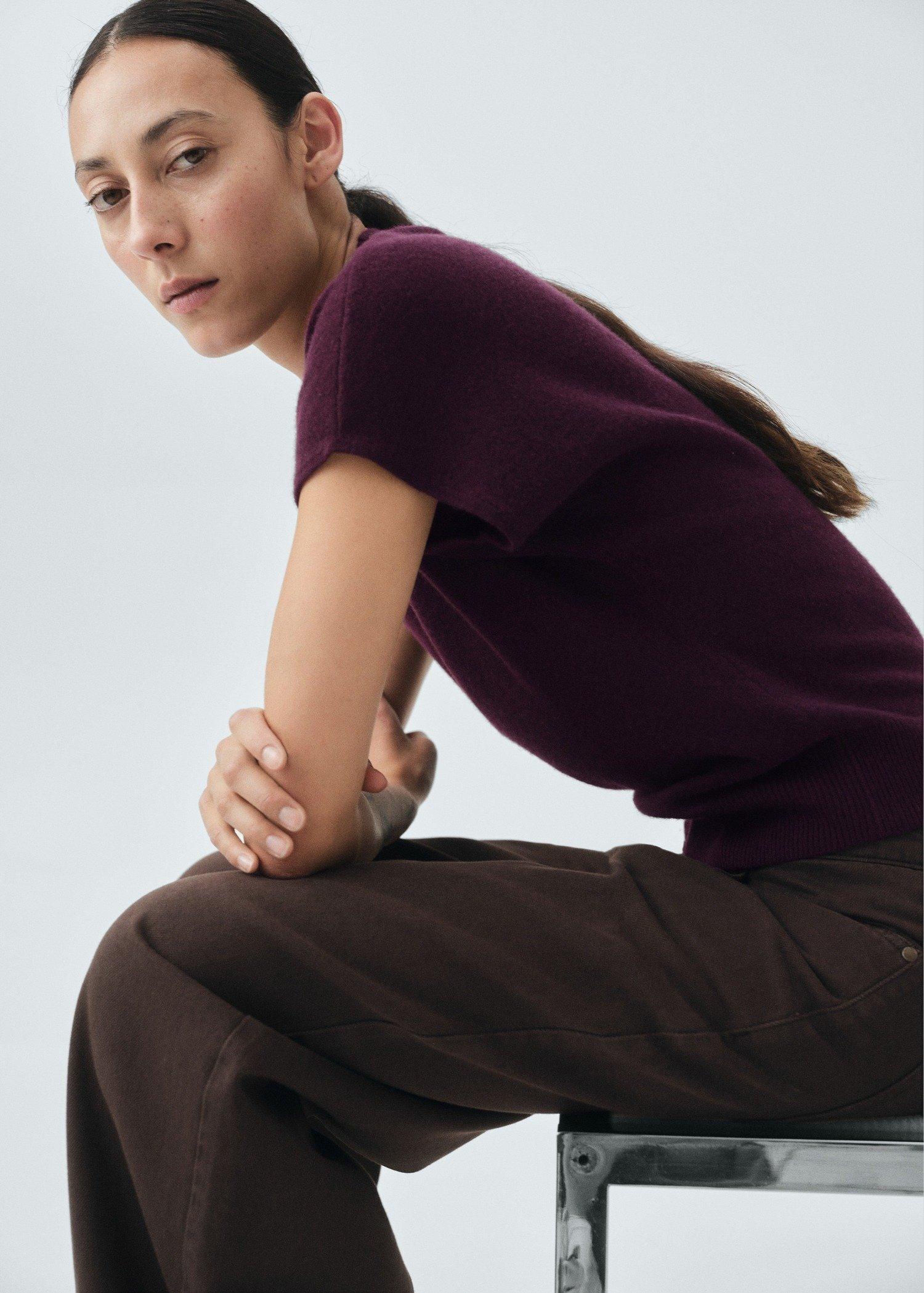Burgundy Wool Sweater With Perkins Collar, , large image number 3