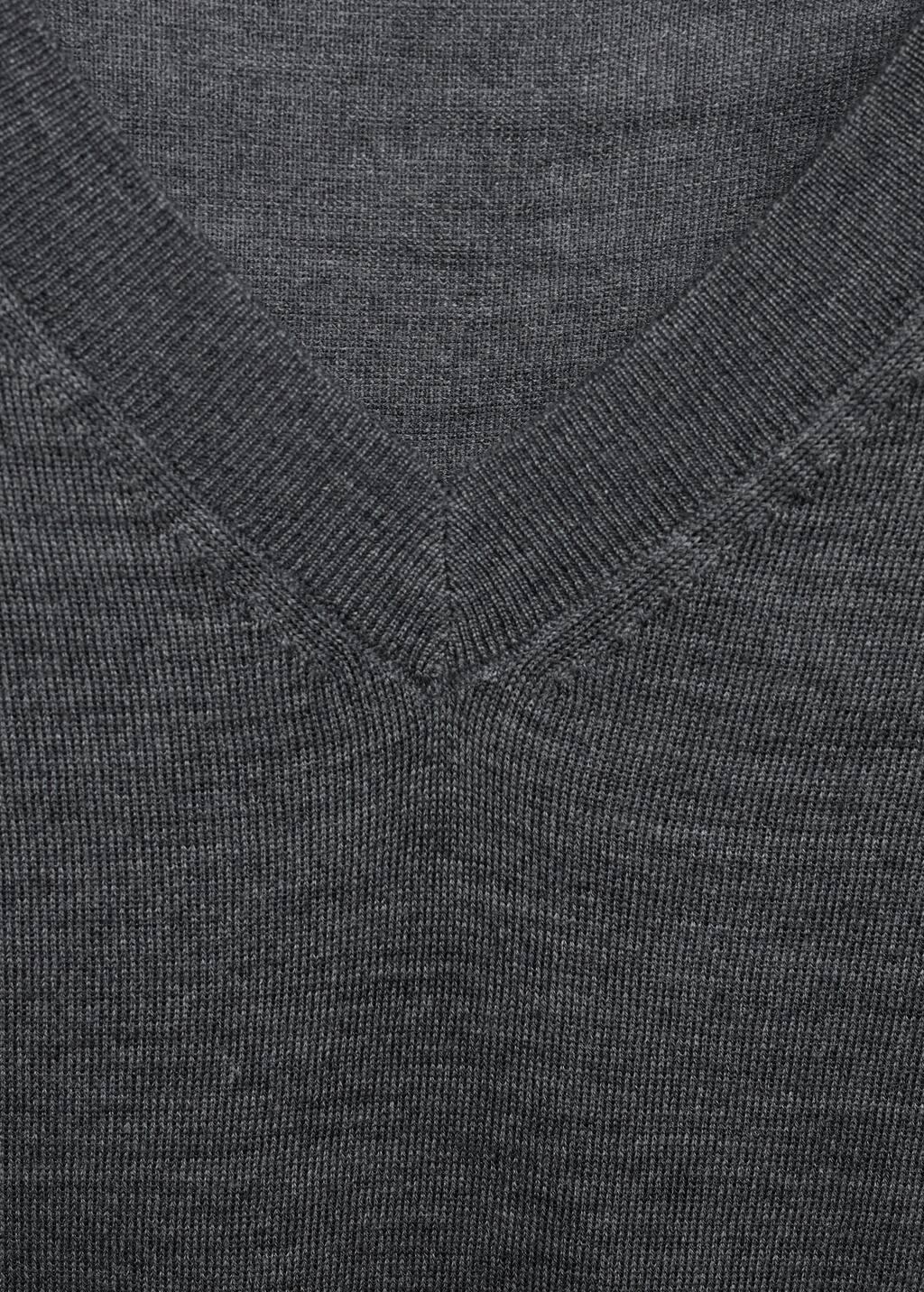 Grey Wool V-Neck Sweater, , large image number 3