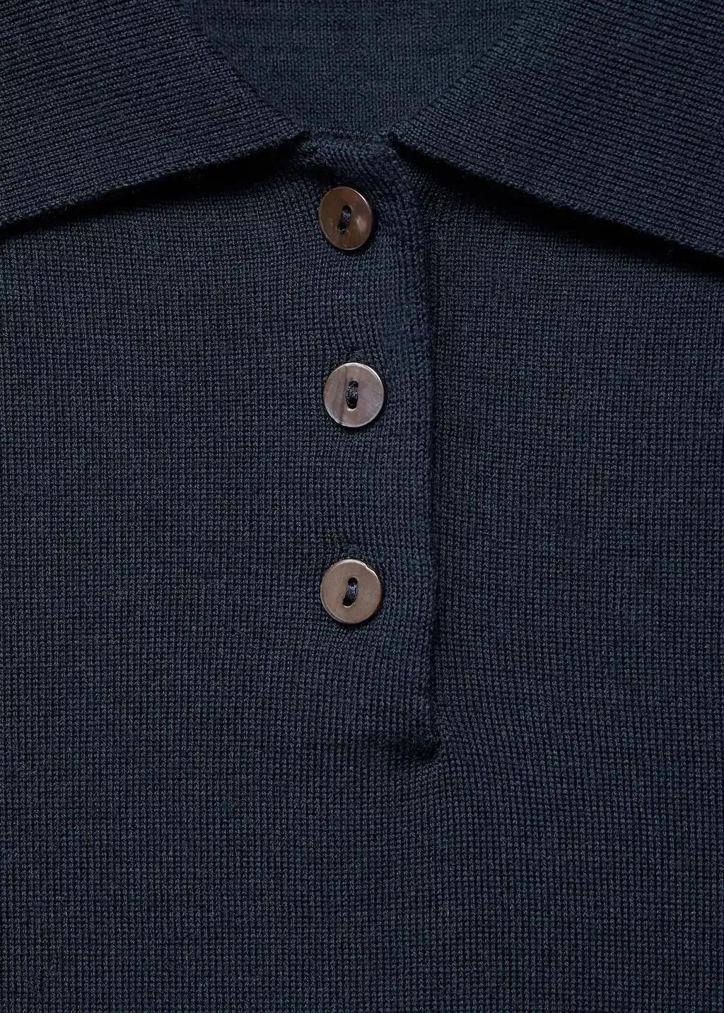 Navy Wool Sweater With Polo Collar, , large image number 3