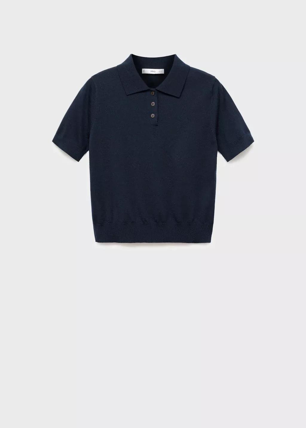 Navy Wool Sweater With Polo Collar, , large image number 4
