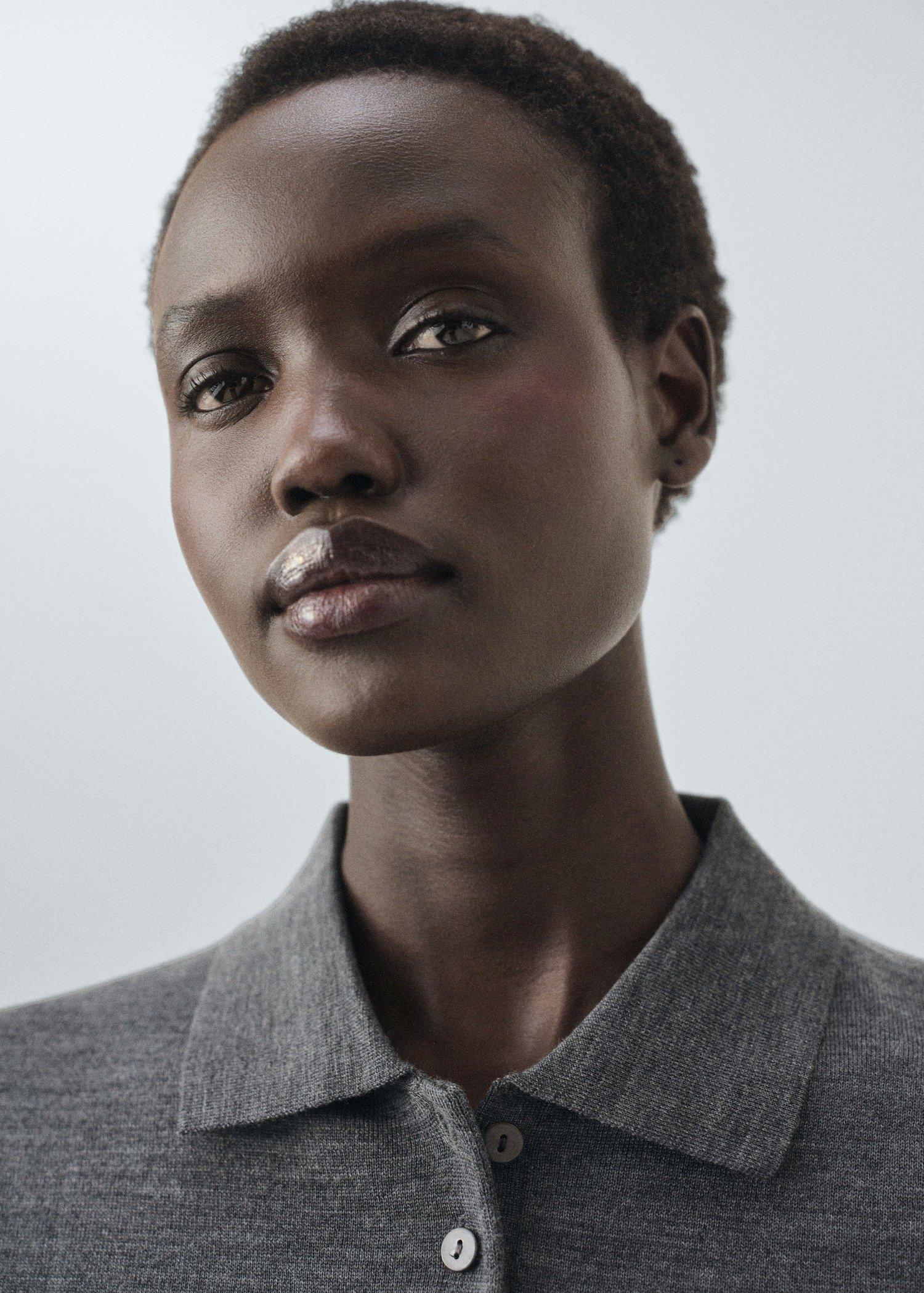 Grey Wool Sweater With Polo Collar, Medium Grey, large image number 2