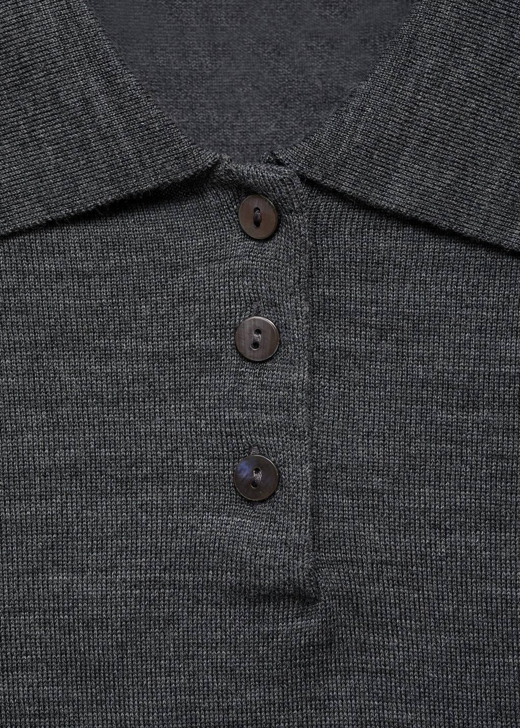 Grey Wool Sweater With Polo Collar, Medium Grey, large image number 3