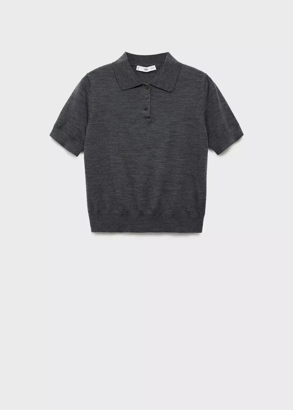 Grey Wool Sweater With Polo Collar, Medium Grey, large image number 5