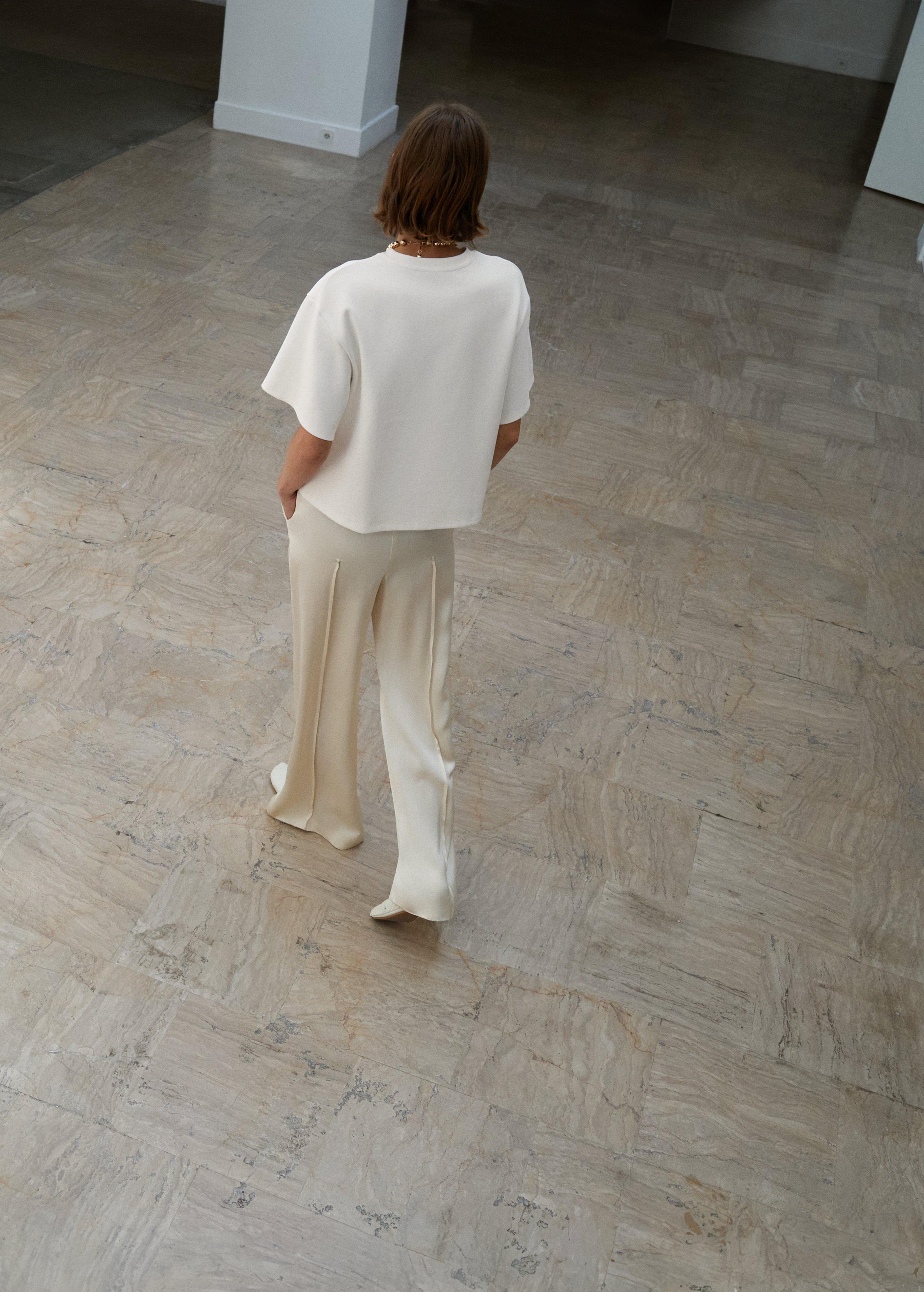 White Satin Trousers With Side Openings, Yellow, large image number 2
