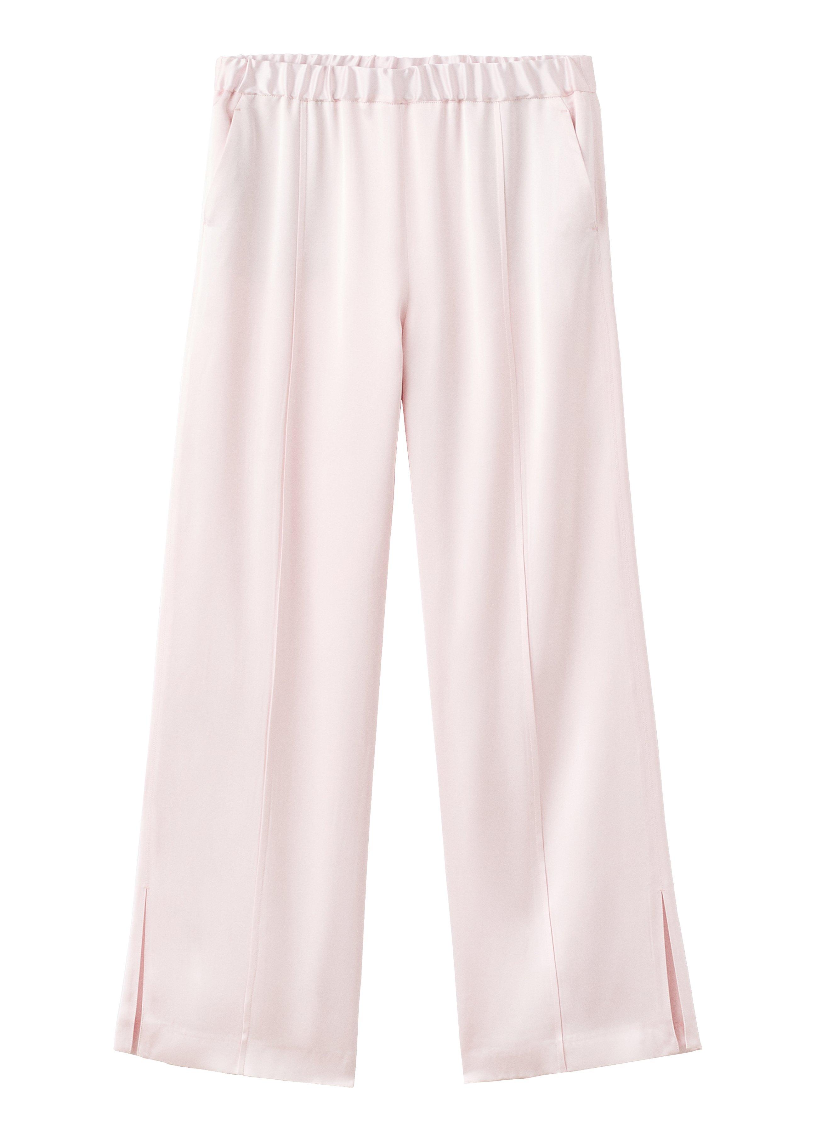 Pink Satin Trousers With Side Openings, Light-Pastel Pink, large image number 4