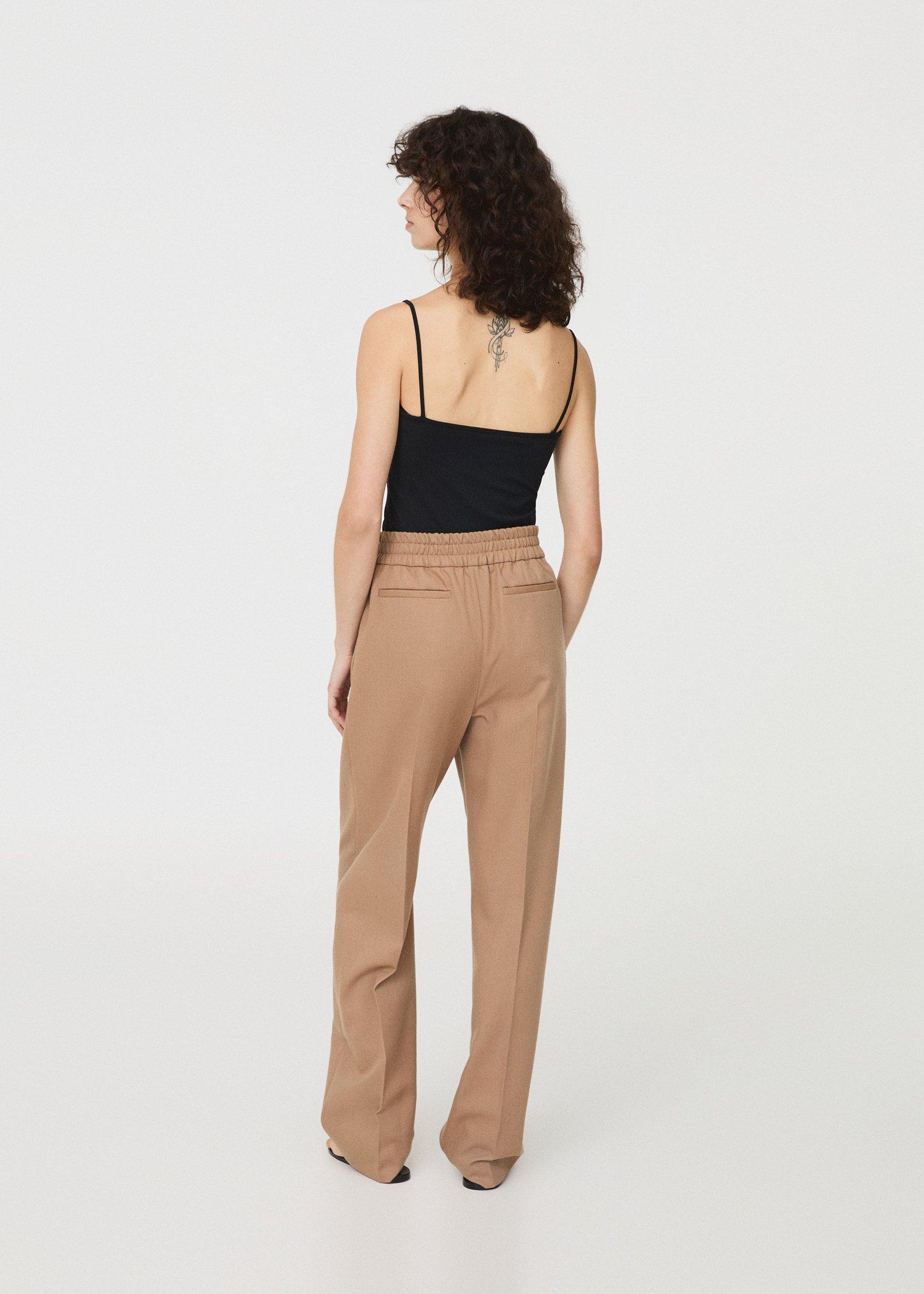 Brown Wool Trousers With Elastic Waistband, , large image number 2