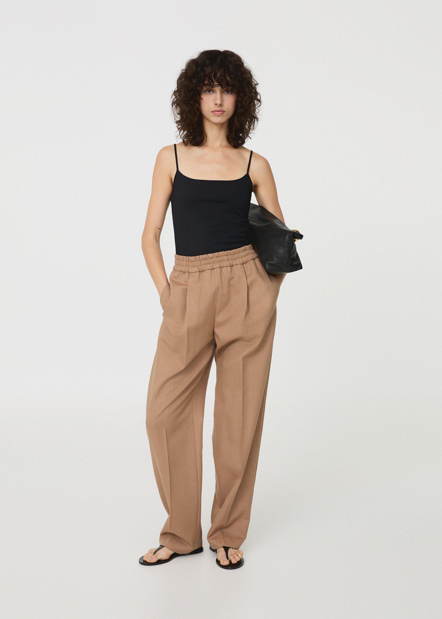 Brown Wool Trousers With Elastic Waistband, , large image number 4
