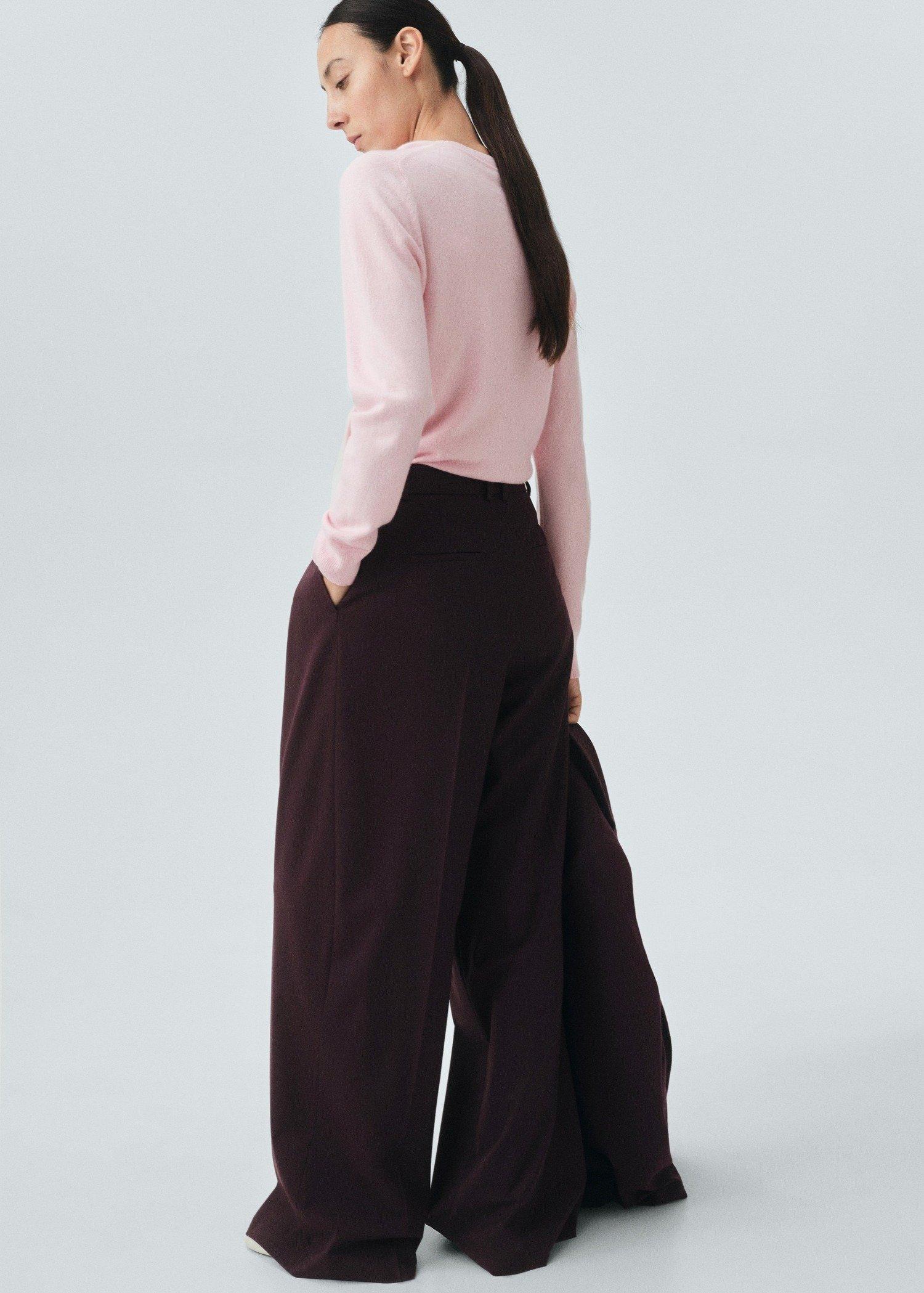 Byrgundy Straight Wool Suit Trousers, Dark Red, large image number 3