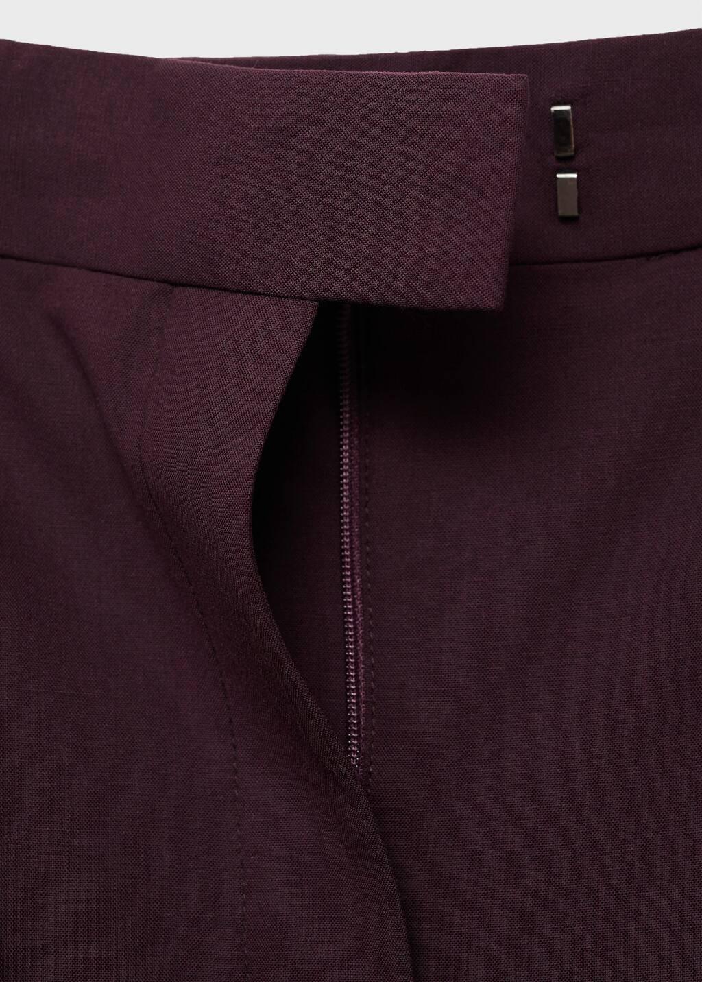 Byrgundy Straight Wool Suit Trousers, Dark Red, large image number 4