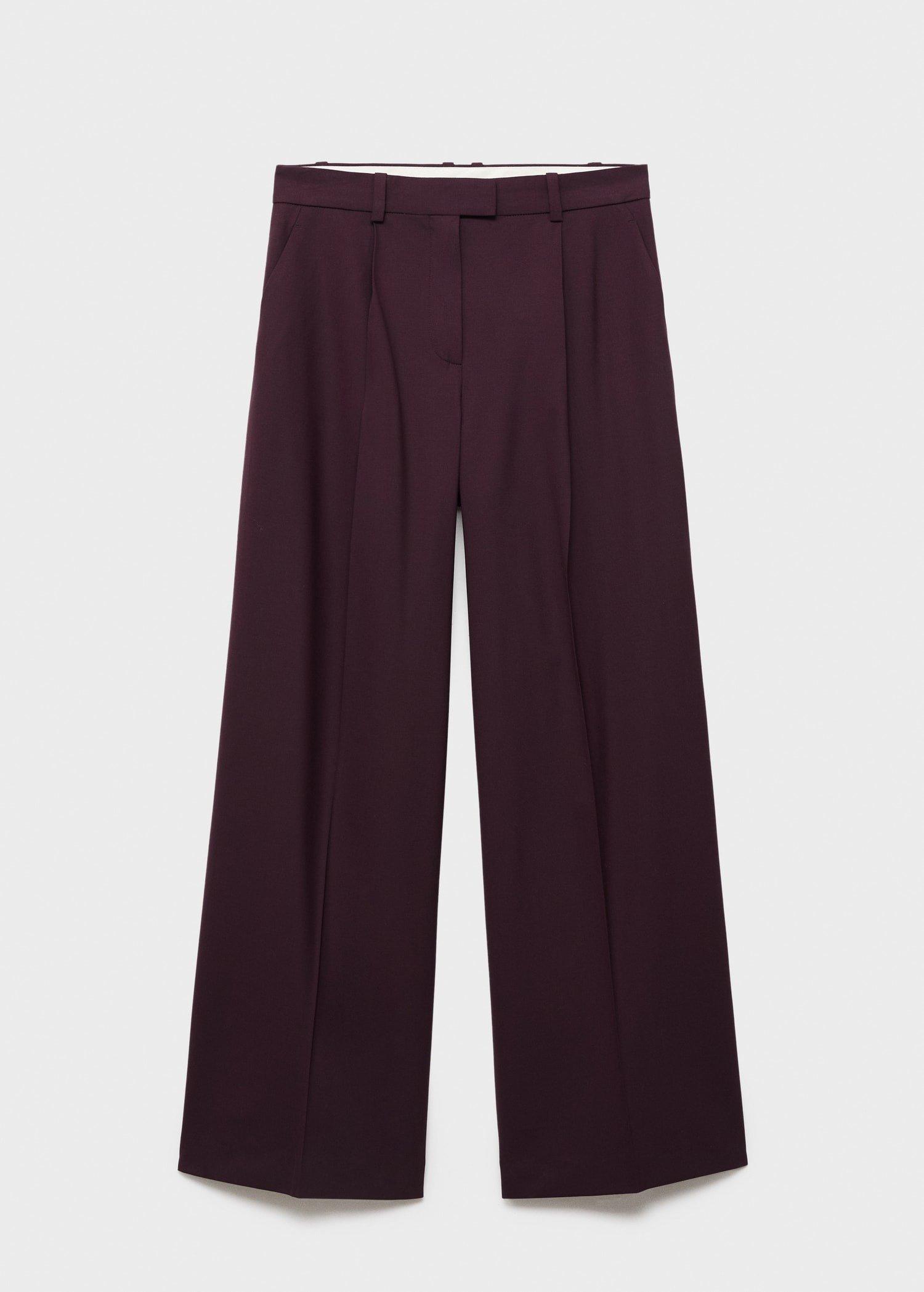 Byrgundy Straight Wool Suit Trousers, Dark Red, large image number 5