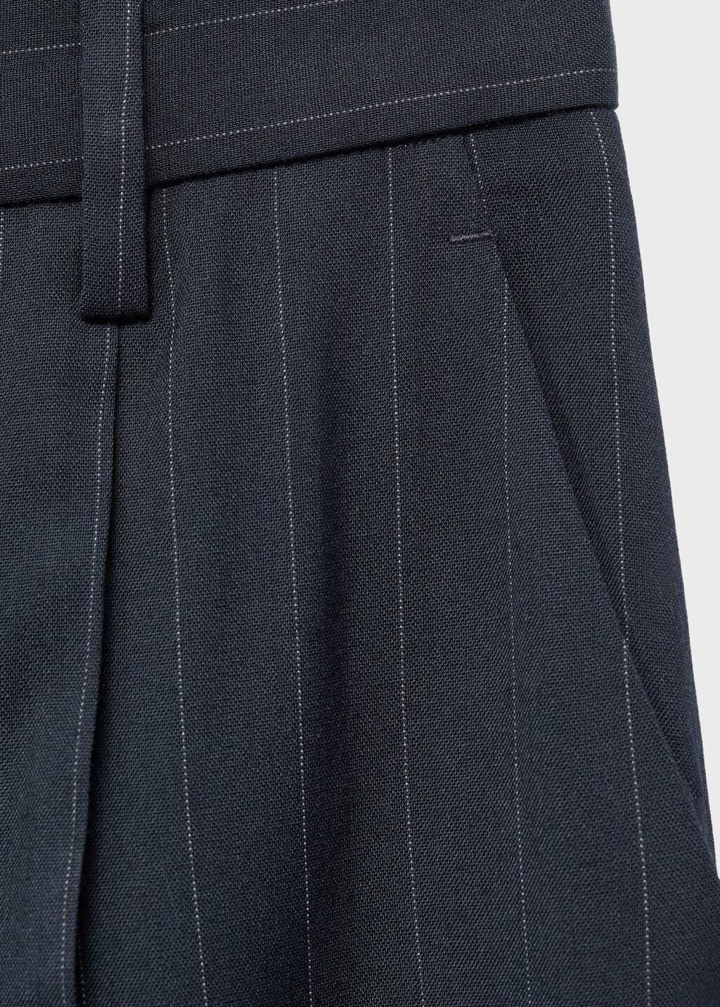Navy Pinstripe Suit Trousers, Navy, large image number 3
