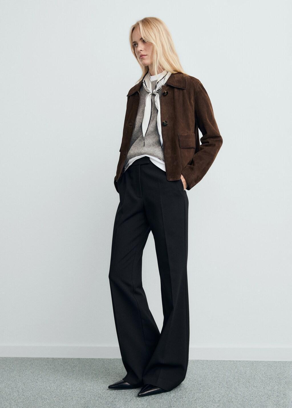 Black Mid-Rise Flare Trousers, 0201_99, large image number 0