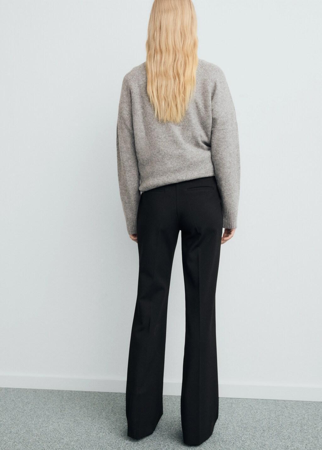 Black Mid-Rise Flare Trousers, 0201_99, large image number 2