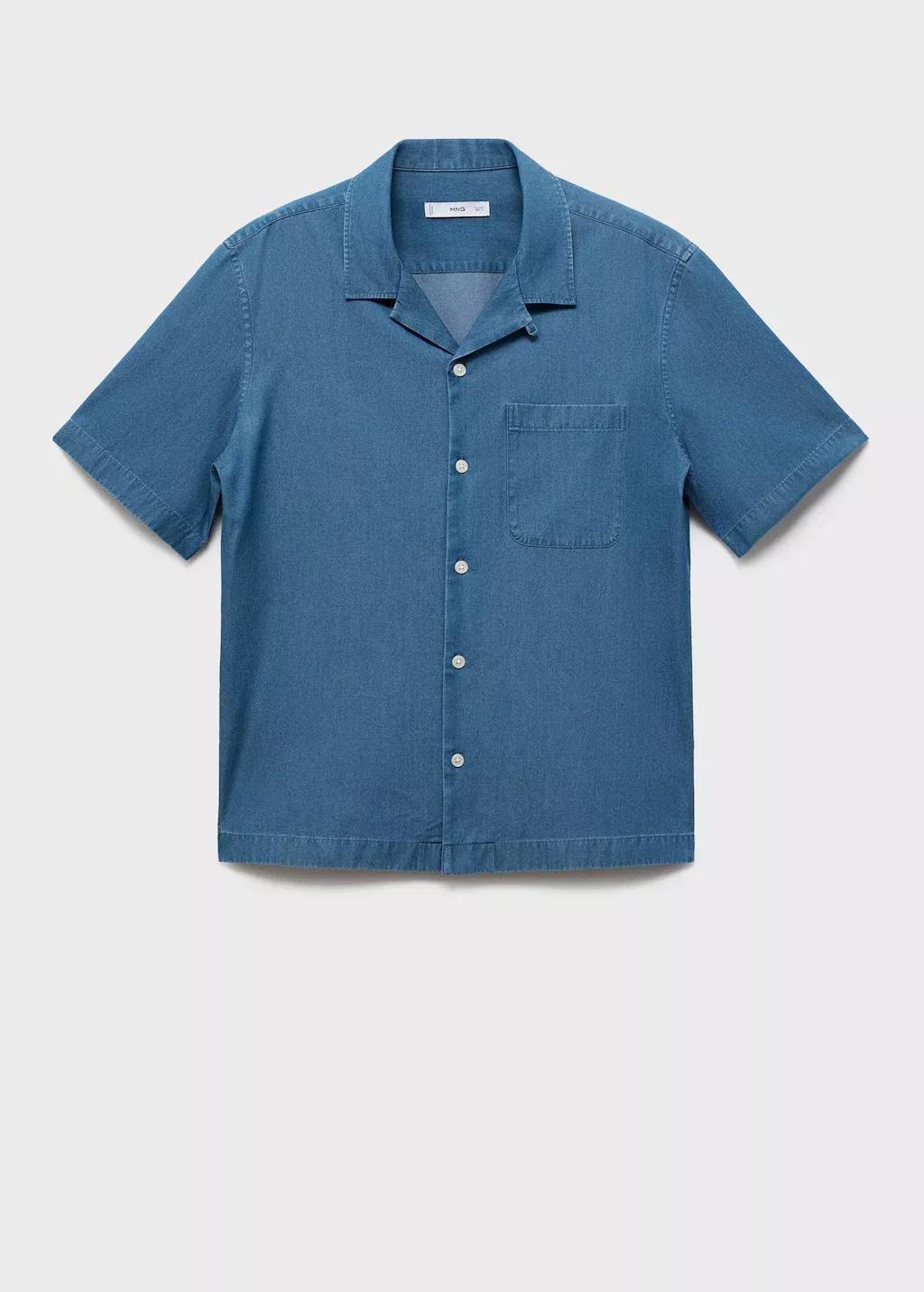 Blue Cotton Denim Shirt, Medium Blue, large image number 3
