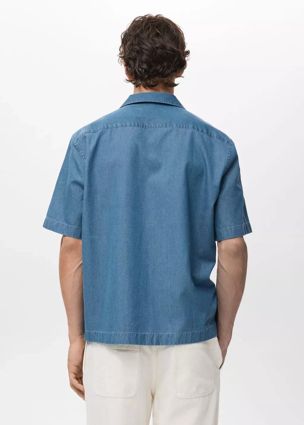 Blue Cotton Denim Shirt, Medium Blue, large image number 5