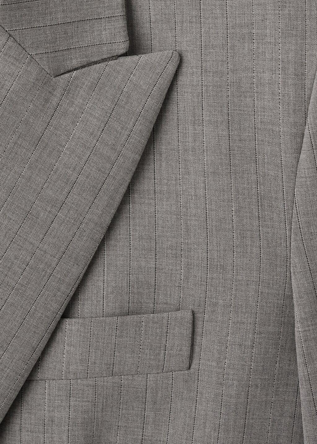 Grey Double-Breasted Wool Blend Blazer, 0201_92, large image number 5